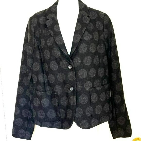 NWOT GAP BLACK & GRAY POLKA DOT WOOL BLEND ACADEMY BLAZER SIZE 10 - Picture 2 of 11